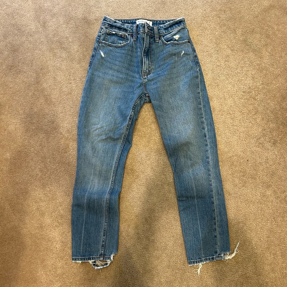 Abercrombie Curve Love High Rise Straight Leg Ankle Jeans